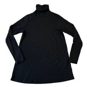 Peruvian Connection Turtleneck Long Sleeve Tunic Top Womens Size L Black Soft